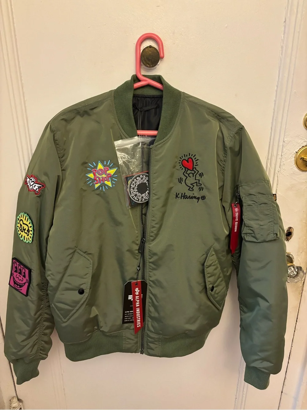 Alpha Industries X Keith Haring MA-1 Allover Patch Flight Jacket